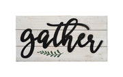 Gather Rustic Metal 3D Quote on White Wood Wall Decor Sign Plaque 23.6 x 11.8 x 1.8 Inches (Gather)