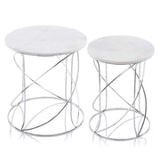 Giro Nested White Marble Tables - Set of 2