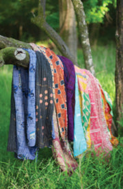 Set Of 6 Recycled Kantha Throws-Assorted Sizes And Patterns Approx. 55" X 80"