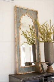 Painted Wooden Mirror. 24" X 52.5"T  Mirror 15.5" X 41.5"T