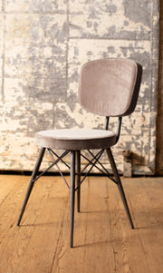 Velvet Dining Chair With Iron Frame  -  Cobblestone 17" X 18" X 34"T
