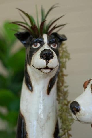 SET OF TWO CERAMIC DOG PLANTERS
