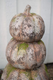 THREE STACKED FAUX CONCRETE PUMPKINS