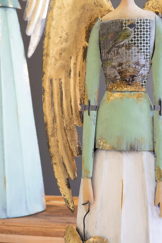 SET OF TWO PAINTED METAL CHRISTMAS ANGELS