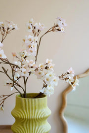 SET OF THREE YELLOW CERAMIC VASES - ONE EACH DESIGN