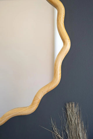 SQUIGGLE WOOD CIRCLE FRAMED  MIRROR