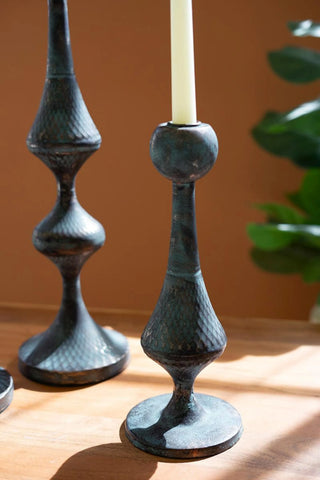 SET OF THREE METAL CANDLE TOWERS