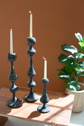 SET OF THREE METAL CANDLE TOWERS