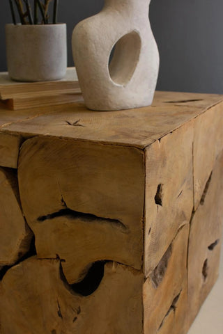 RUSTIC TEAK WOOD CUBE