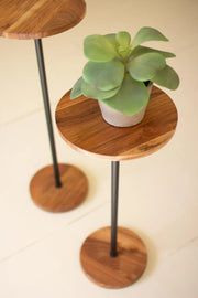 SET OF TWO ACACIA COCKTAIL TABLES