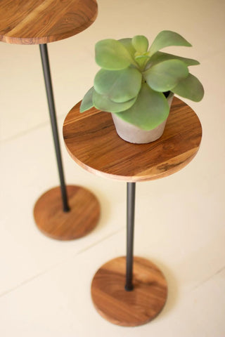 SET OF TWO ACACIA COCKTAIL TABLES