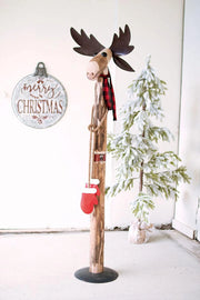 RECYCLED WOOD AND IRON MOOSE