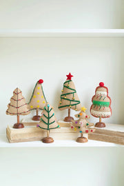 SET OF SIX FELT CHRISTMAS TREES