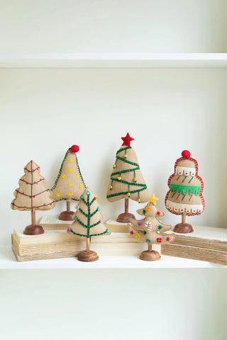 SET OF SIX FELT CHRISTMAS TREES