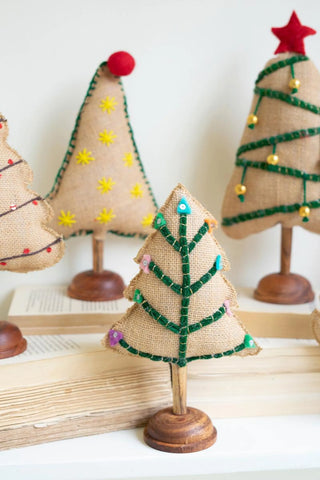 SET OF SIX FELT CHRISTMAS TREES