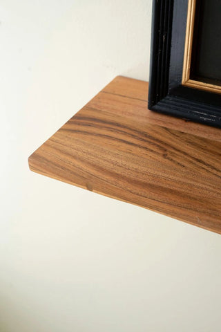 SET OF TWO FLOATING ACACIA WOOD SHELVES