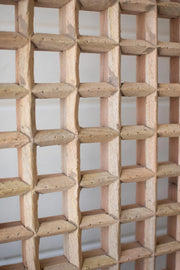 MANGO WOOD GRID PANEL ON AN IRON STAND