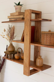 ACACIA WOOD THREE TIERED ADJUSTABLE SHELF