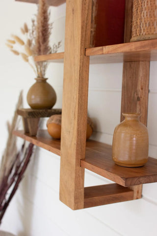 ACACIA WOOD THREE TIERED ADJUSTABLE SHELF