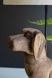 WOODEN DOG TABLE LAMP BASE