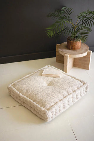 SQUARE BOUCLE FLOOR CUSHION - PEARL