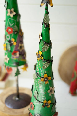 SET OF TWO RECYCLED IRON CHRISTMAS TREES