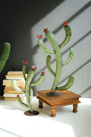 SET OF TWO RECYCLED IRON CACTUS