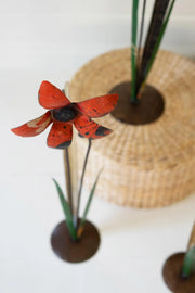 SET OF THREE RECYCLED IRON FLOWERS