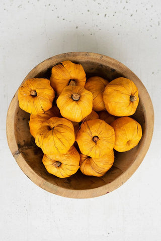 BAG OF FIFTEEN DRIED MINIATURE FAUX PUMPKINS - ORANGE