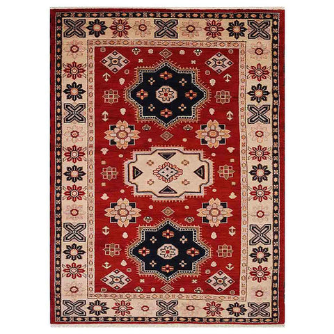 Rugsotic Carpets Hand Knotted Afghan Wool And Silk  Area Rug Oriental Kazak