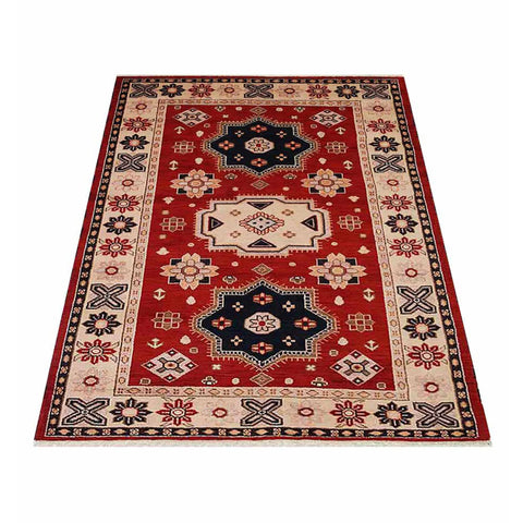 Rugsotic Carpets Hand Knotted Afghan Wool And Silk  Area Rug Oriental Kazak