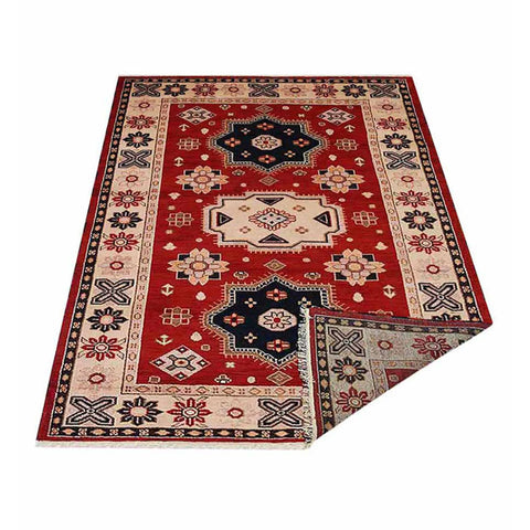 Rugsotic Carpets Hand Knotted Afghan Wool And Silk  Area Rug Oriental Kazak