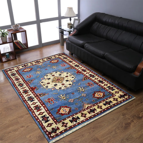 Rugsotic Carpets Hand Knotted Afghan Wool And Silk  Area Rug Oriental Kazak