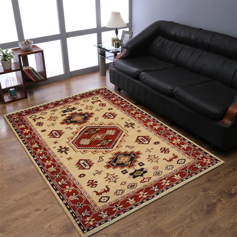Rugsotic Carpets Hand Knotted Afghan Wool And Silk  Area Rug Oriental Kazak