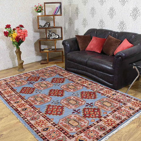 Rugsotic Carpets Hand Knotted Afghan Wool And Silk  Area Rug Oriental Kazak