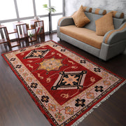 Rugsotic Carpets Hand Knotted Afghan Wool And Silk  Area Rug Oriental Kazak