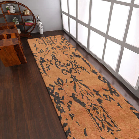 Rugsotic Carpets Hand Knotted Wool 2'6''x10' Runner Area Rug Floral