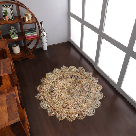Rugsotic Carpets Hand Woven Jute Round Eco-friendly Area Rug Oriental