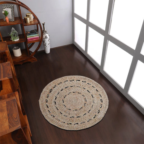 Rugsotic Carpets Hand Woven Jute Round Eco-friendly Area Rug Oriental