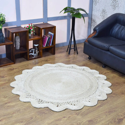 Rugsotic Carpets Hand Woven Jute Round Eco-friendly Area Rug Oriental
