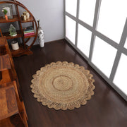 Rugsotic Carpets Hand Woven Jute Round Eco-friendly Area Rug Oriental