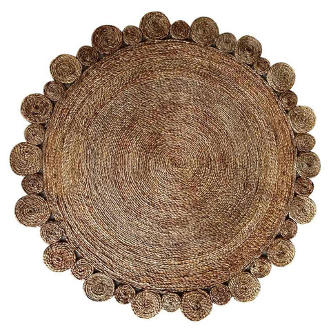 Rugsotic Carpets Hand Woven Jute Round Eco-friendly Area Rug Oriental