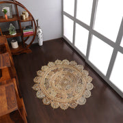 Rugsotic Carpets Hand Woven Jute Round Eco-friendly Area Rug Oriental