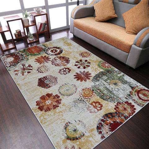 Rugsotic Carpets Machine Woven Heatset Polypropylene Area Rug Floral