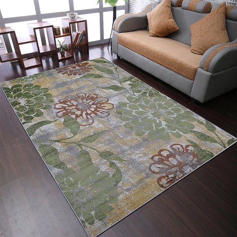 Rugsotic Carpets Machine Woven Heatset Polypropylene Area Rug Floral