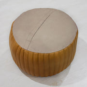 Solid Handmade Goat Leather Round Pouf (Recycled Cotton Fill)