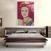 Queen Elizabeth Newspaper Glass Wall Art