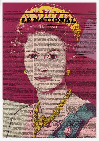 Queen Elizabeth Newspaper Glass Wall Art