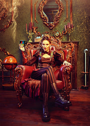 Victorian Mug Girl Glass Wall Art