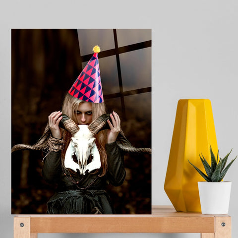 Victorian Warrior Girl Glass Wall Art